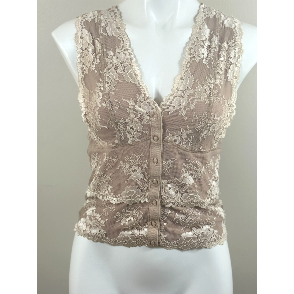 Lace Corset Tank Top Women’s S Nude Layered Sheer Fairycore